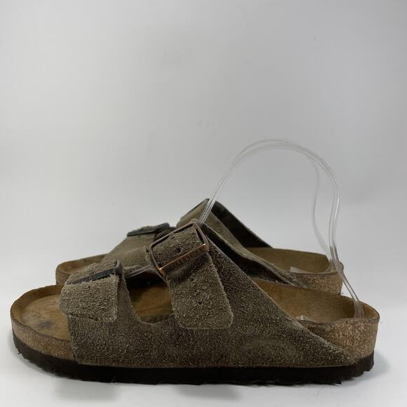 Birkenstock Arizona Sandals Womens Size 38 US 7-7.5 Tan Suede Slide - Picture 3 of 10